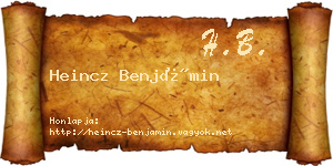 Heincz Benjámin névjegykártya